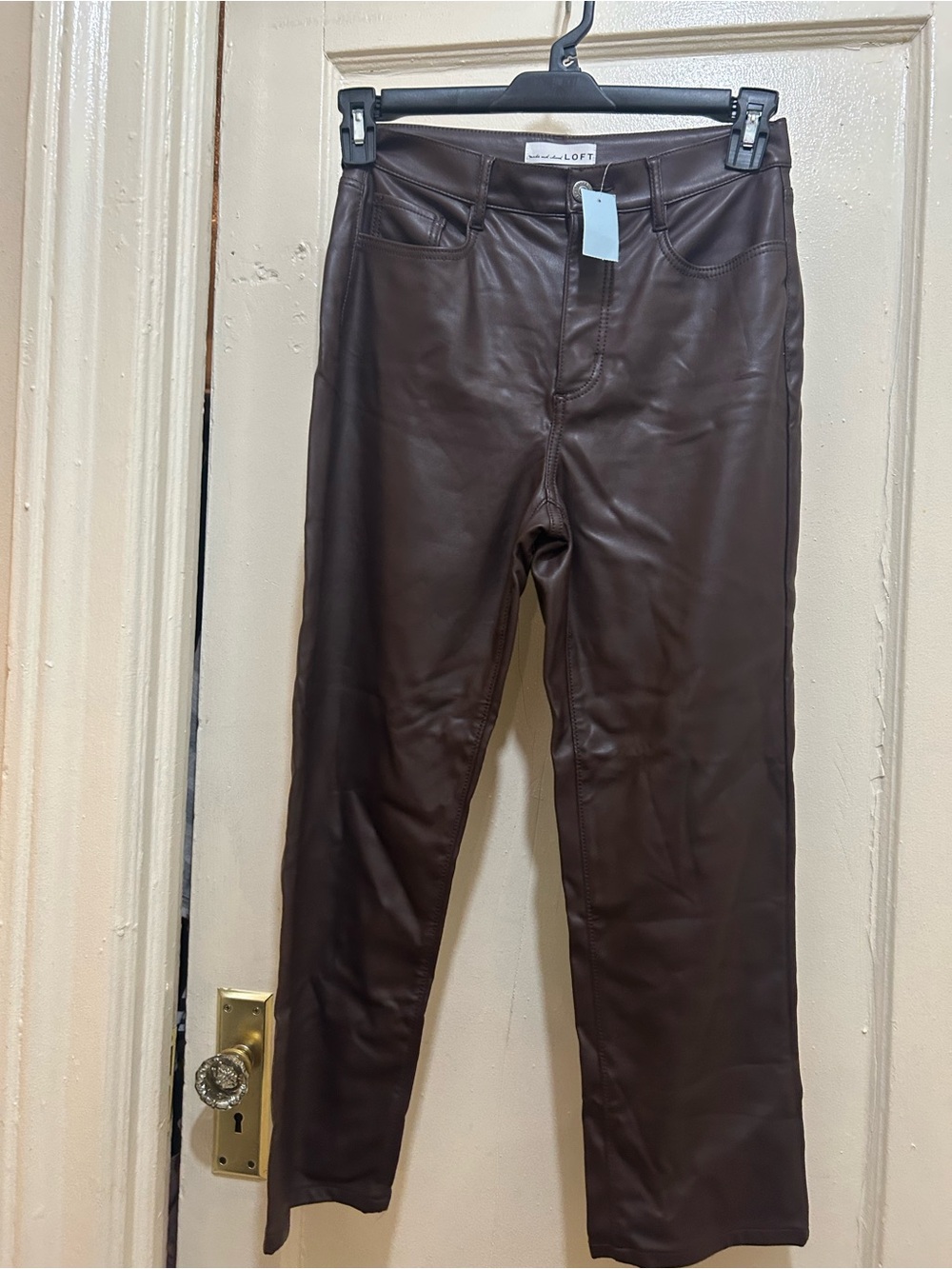 LOFT Faux Leather Pants - Chocolate Sz 2 Brown Stretchy NWT